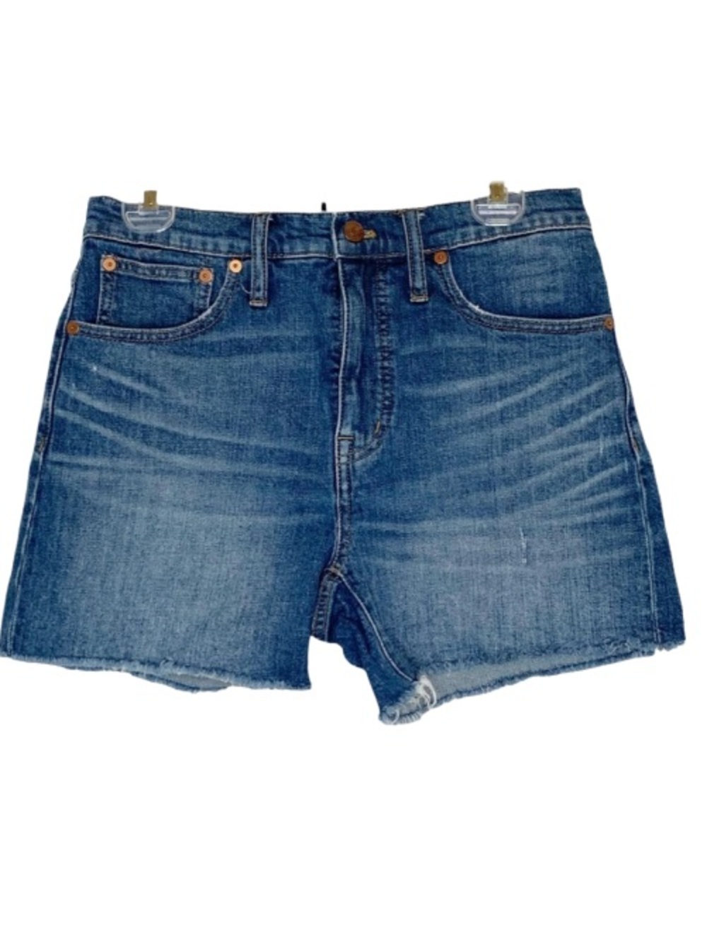 Madewell High Rise Cut Off Light Wash Denim Shorts. Size 28. Raw hem. Trendy